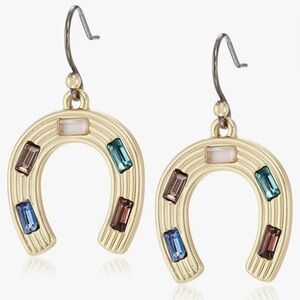 NWT Lucky Brand Gold Horseshoe Drop Earrings